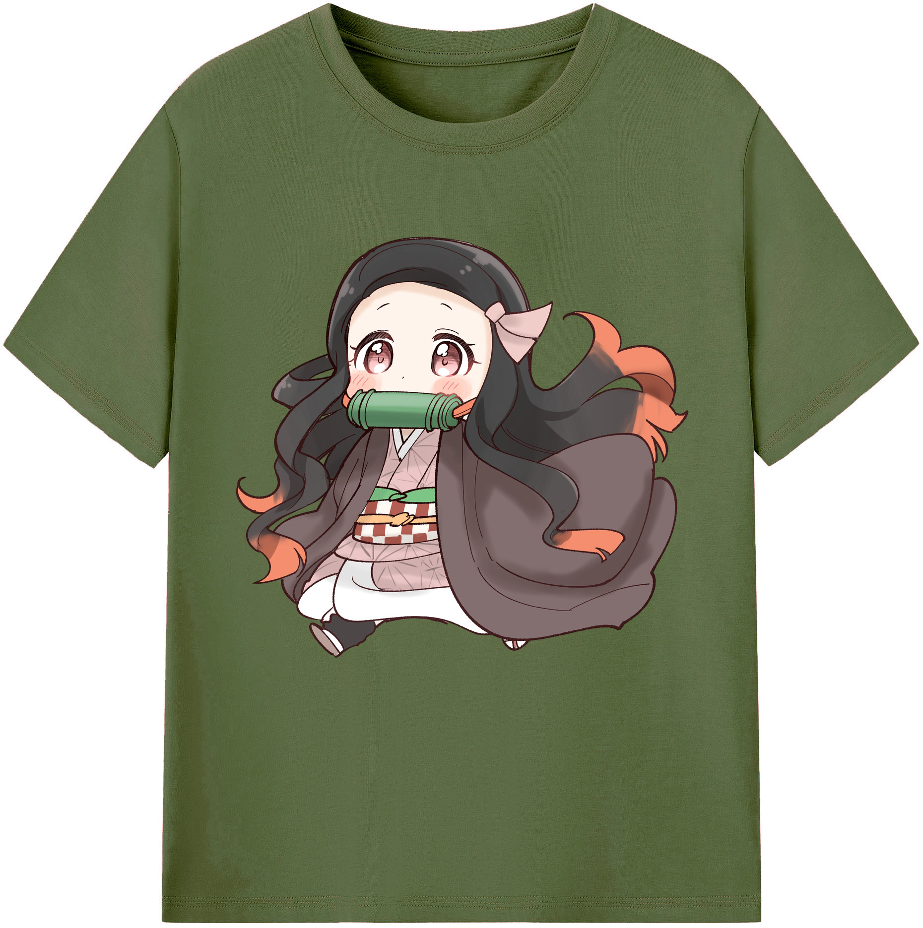 （画像用） 鬼滅の刃（きめつのやいば）竈門 禰󠄀豆子／かまど ねずこ Kamado Nezuko 綿100％半袖Tシャツ（フロントプリント）